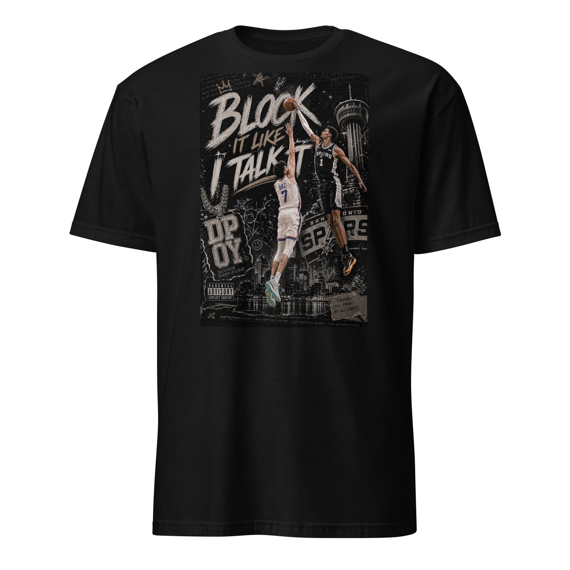 Block Like Talk Spurs Wembanyama Hip Hop Basketball Tee San Antonio Spurs Fan (1)