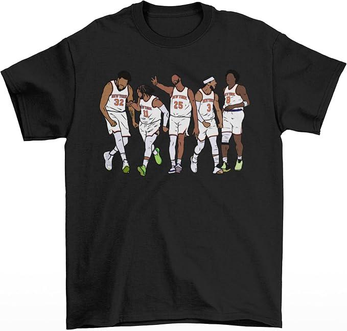 Ny Basketball Starting Brunson Towns Bridges Hart Anunoby Retro Tee (1)
