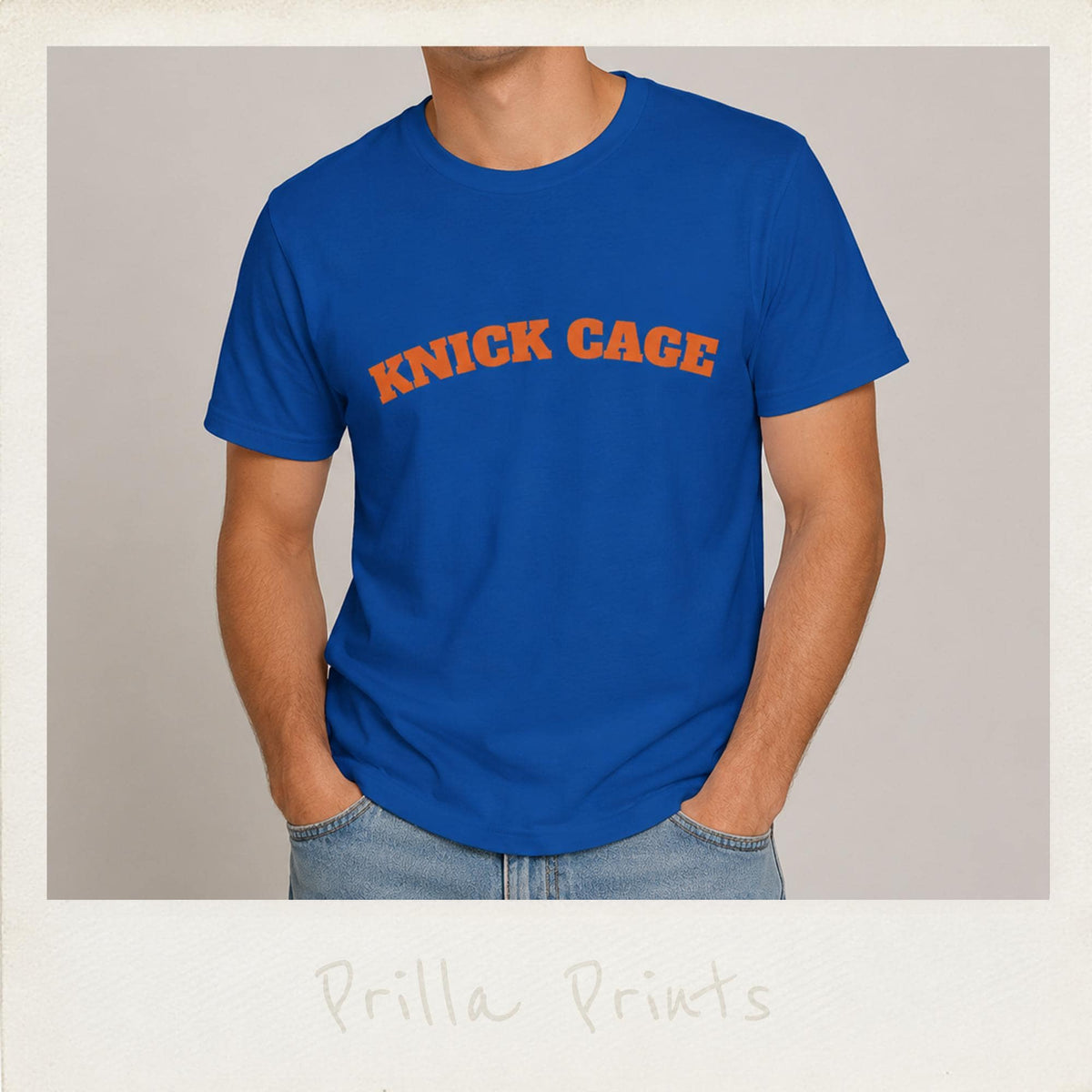 Knick Cage Oversized Fit Retro Arch Lettering Basketball Name Tee Celebrity Inspired Nba (1)