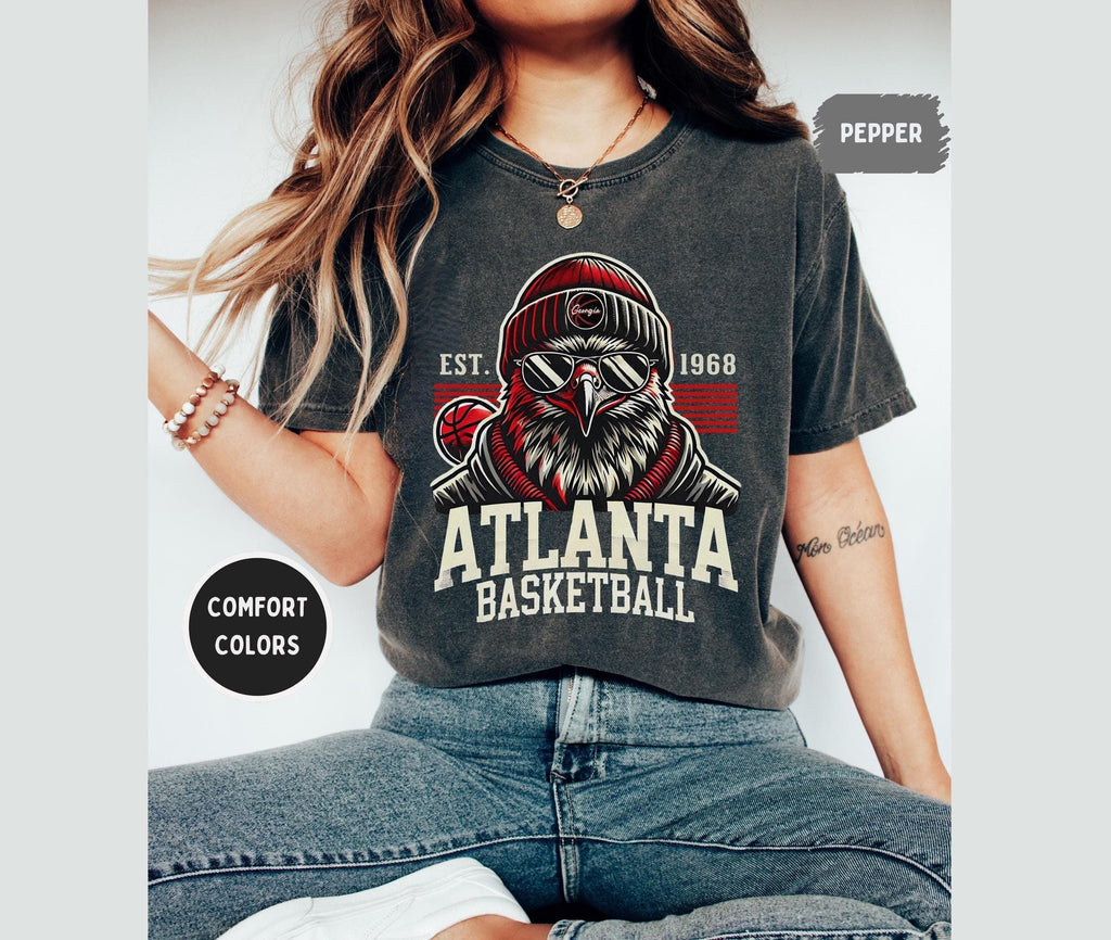 Atlanta Basketball Comfort Colors Georgia Sports Tee Game Day Basketball Hawk Fan (1)