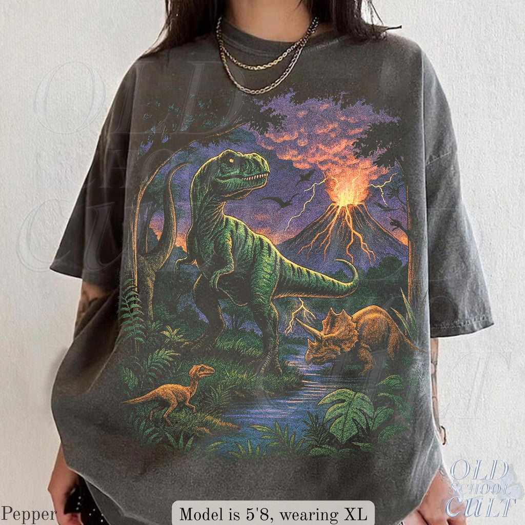 Vintage Jurassic Dinosaur 90s Retro T-Rex Triceratops 90s Prehistoric Dino Nostalgia Nature (1)