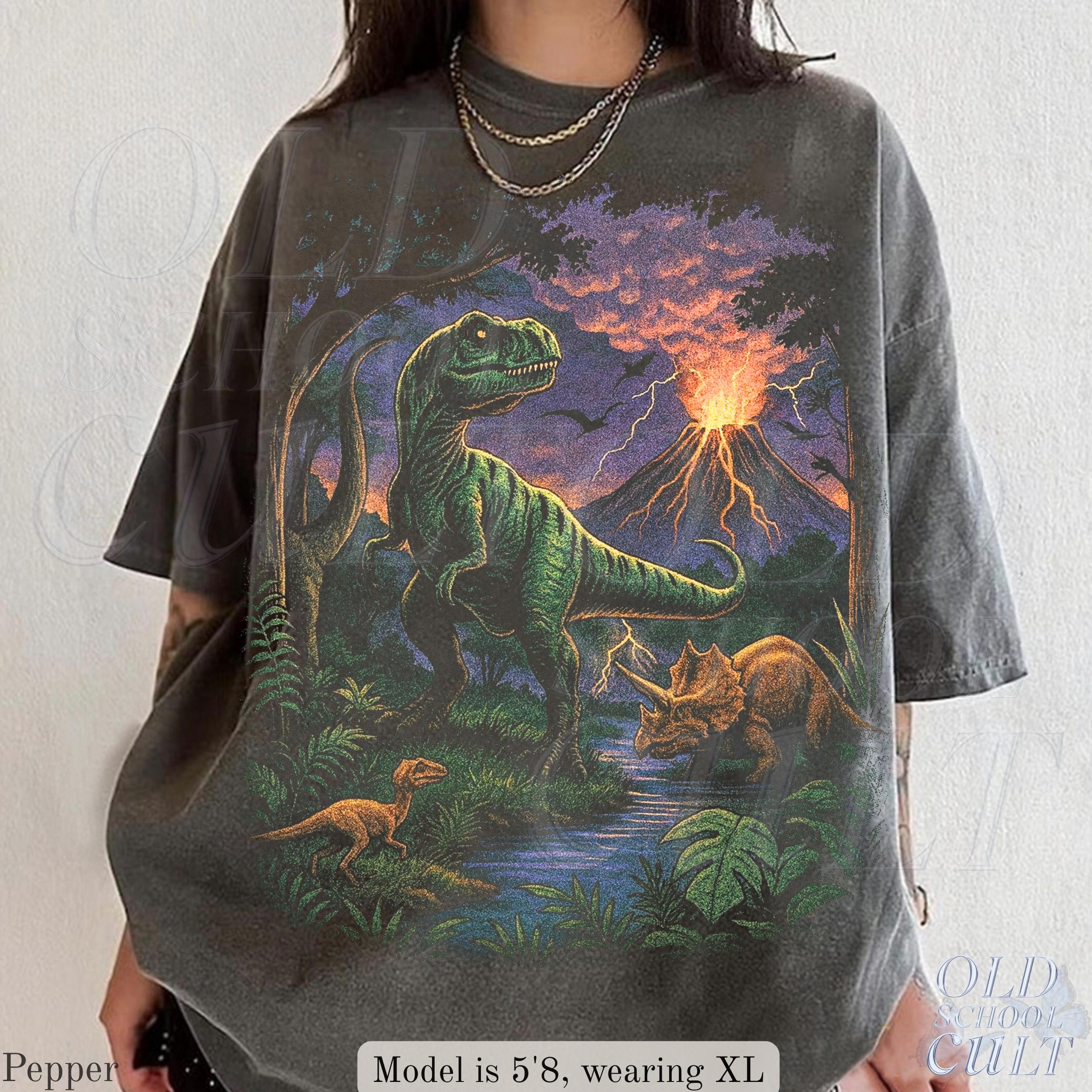 Vintage Jurassic Dinosaur 90s Retro T-Rex Triceratops 90s Prehistoric Dino Nostalgia Nature (1)
