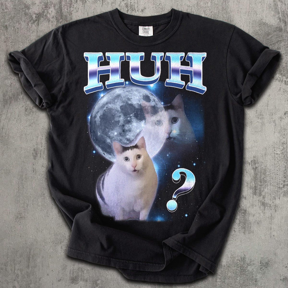 Huh Dank Cat Meme Tee Woman Man Ugly Unhinged Goofy Ahh Cats Clothes Comfort Colors Tee (1)