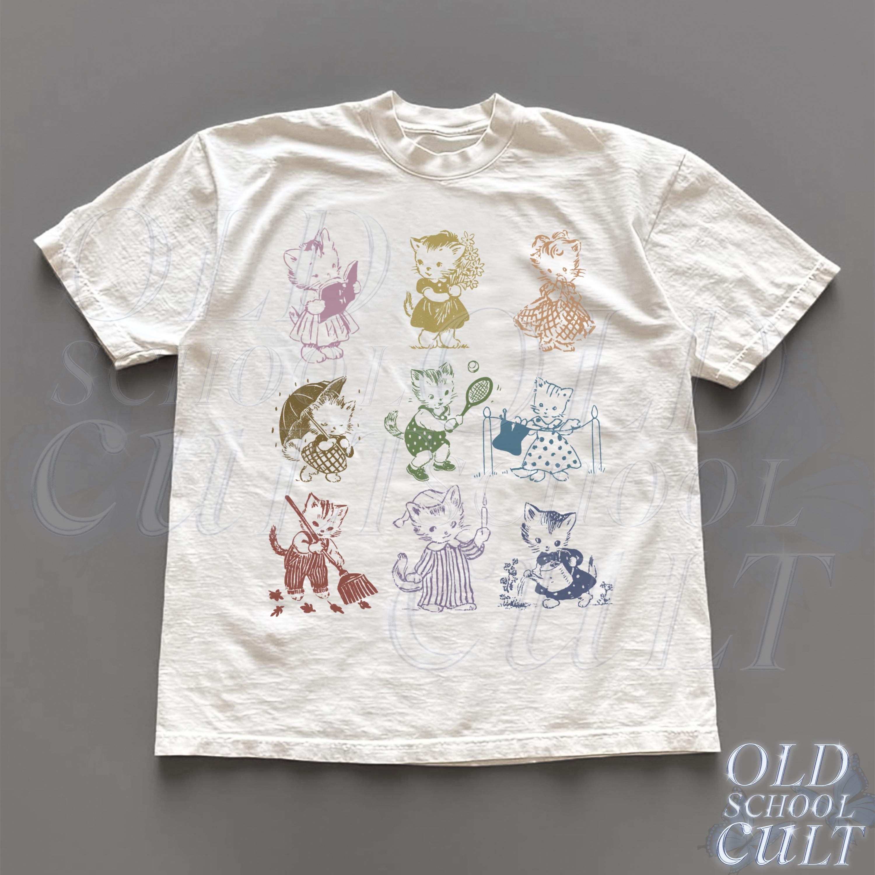 Cat 90s Tattoo Vintage Retro Kitten Cat Lovers Cats Playing Relaxed Weird (1)