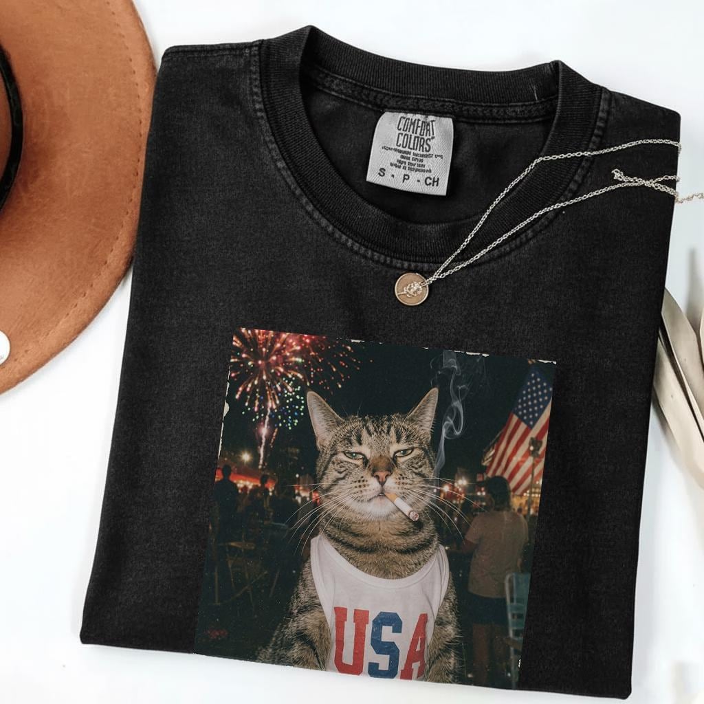Patriotic Smoking Ca Vintage 4th July Tee Retro Usa Meme Independence Day America 250 (1)