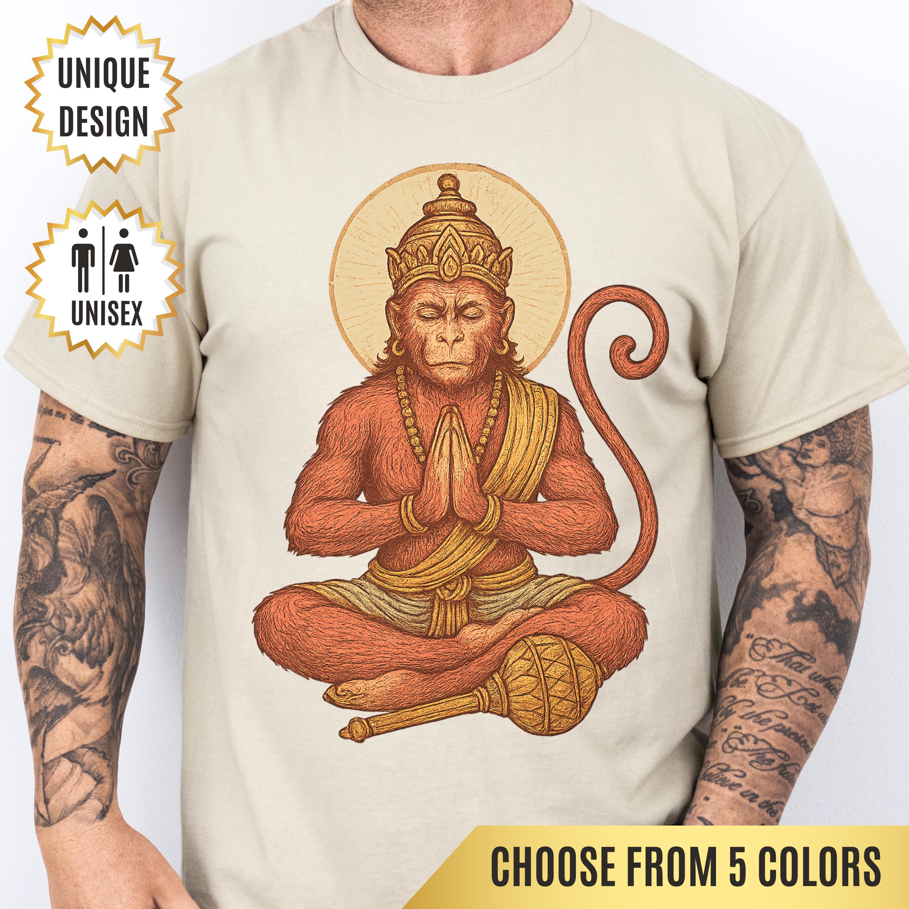 Hanuman Monkey God Strength Tee Hindu Devotion Spiritual Warrior Yoga Courage Inner Power Hanumanji (1)