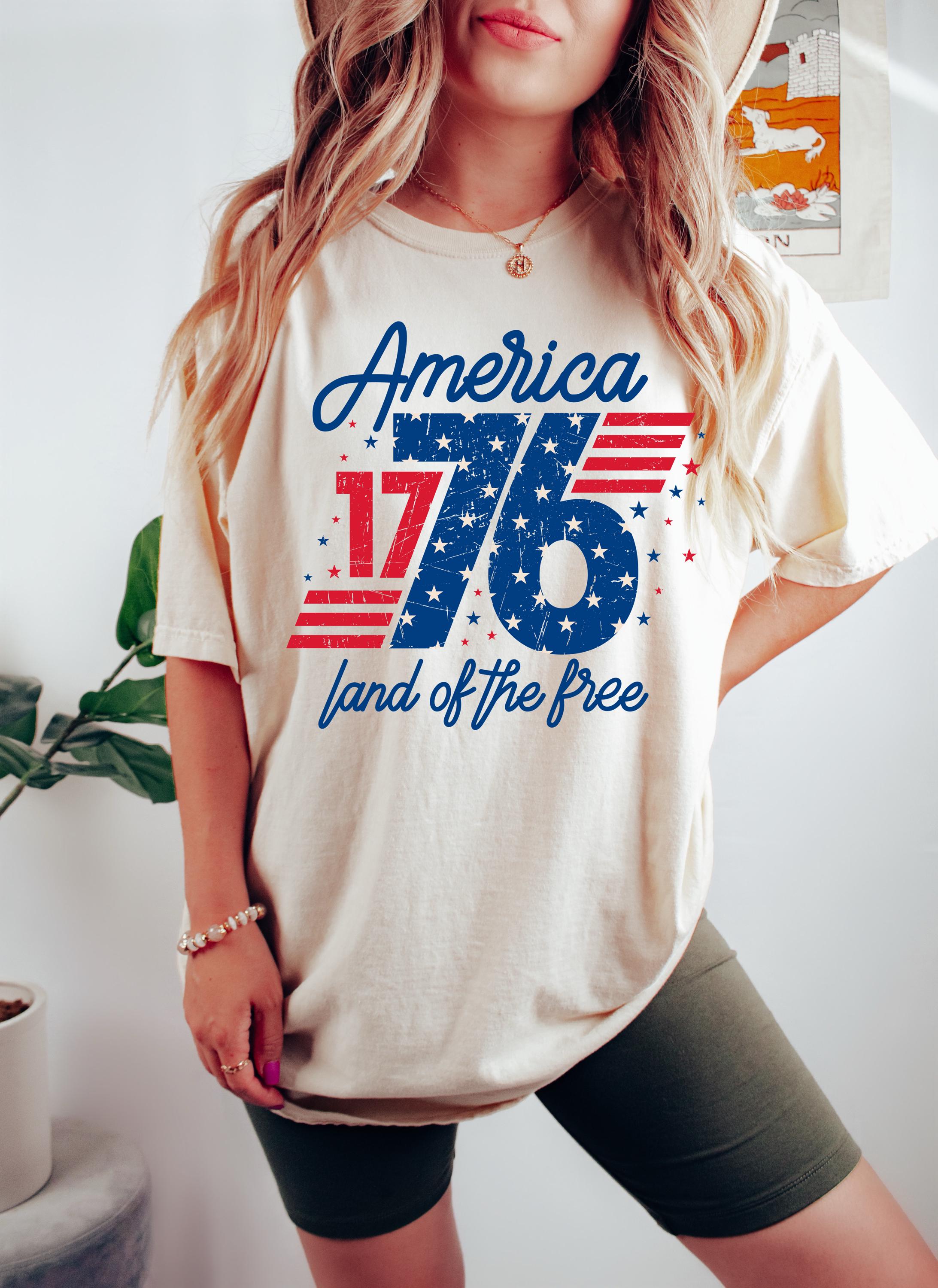 1776 America Land Free Usa Patriotic 4th July Retro Independence Day Retro Usa Tee (1)