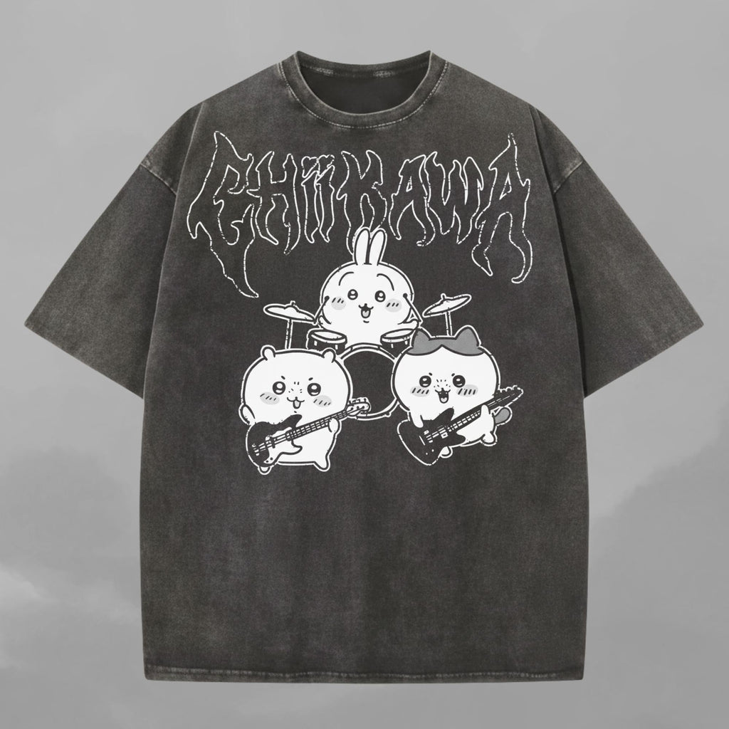 Metal Chiikawa Tee Comfort Colors Heavy Metal Chiikawa Usagi Hachiware (1)