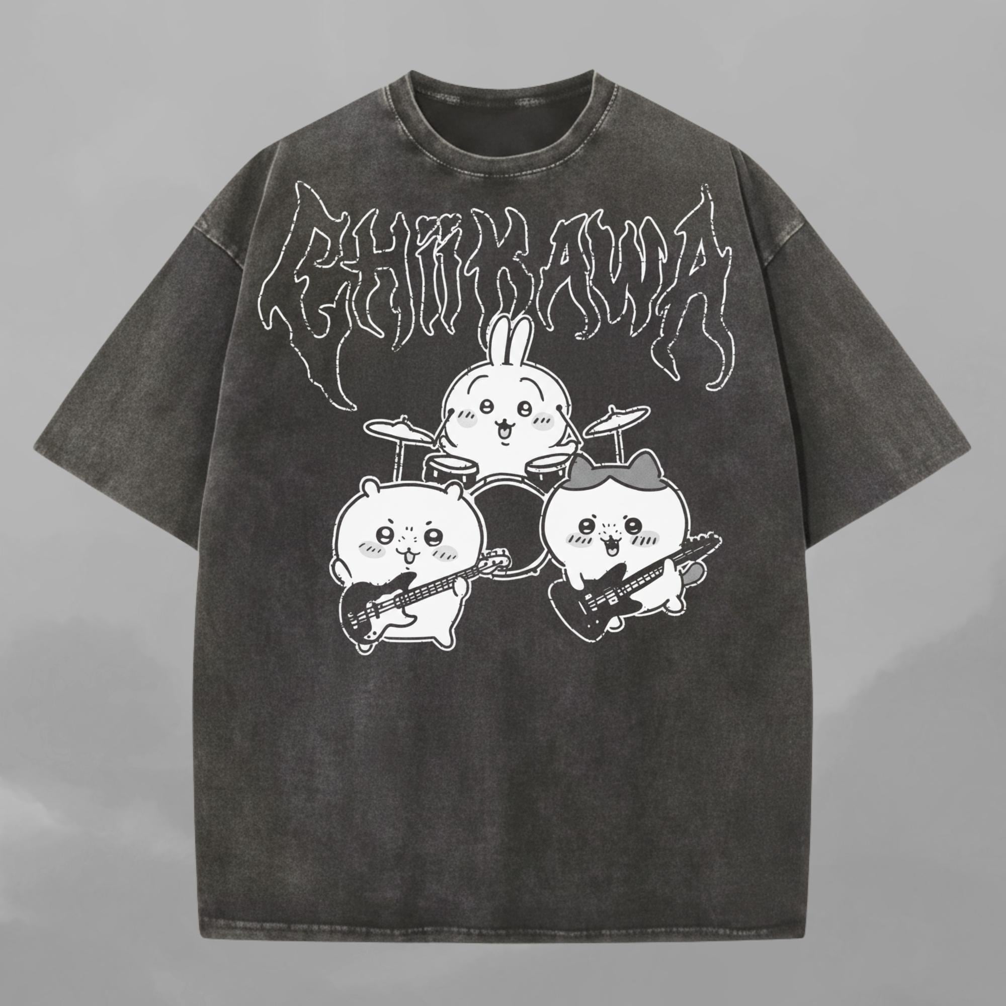 Metal Chiikawa Tee Comfort Colors Heavy Metal Chiikawa Usagi Hachiware (1)