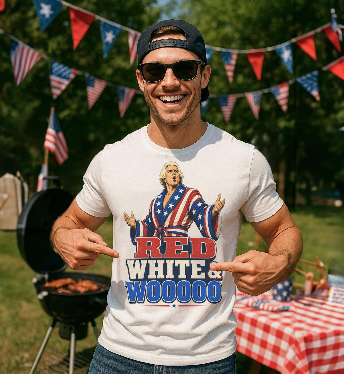 4th July Red White Wooooo Patriotic Dad Wrestling Ric Flair (1)