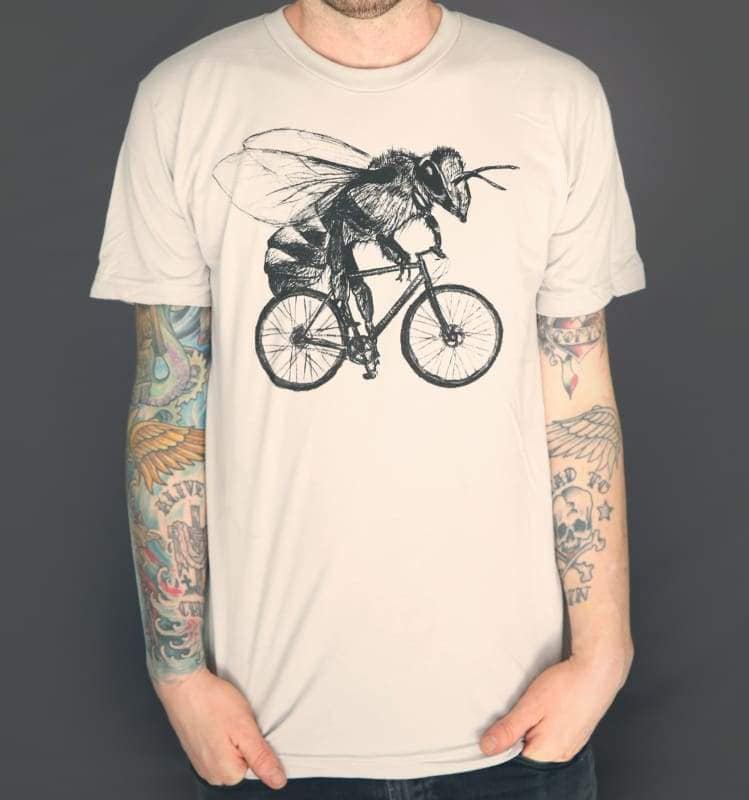 Bee Riding Bicycle Screen Printed Tee Unisex T-shirt, Sweatshirt, Hoodie (1)
