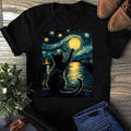 Starry Night Cat Vincent Van Gogh Black Cat Lover Unisex T-shirt, Sweatshirt, Hoodie (1)