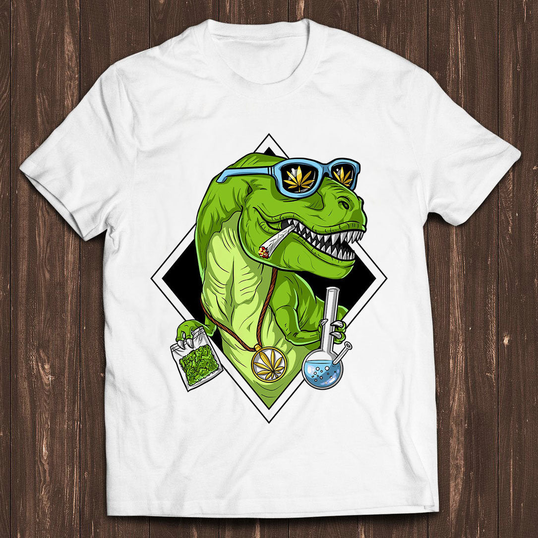 T-Rex Dinosaur Stoner Cannabis Marijuana Jurassic Movie Music Meme Tee C1027 (1)
