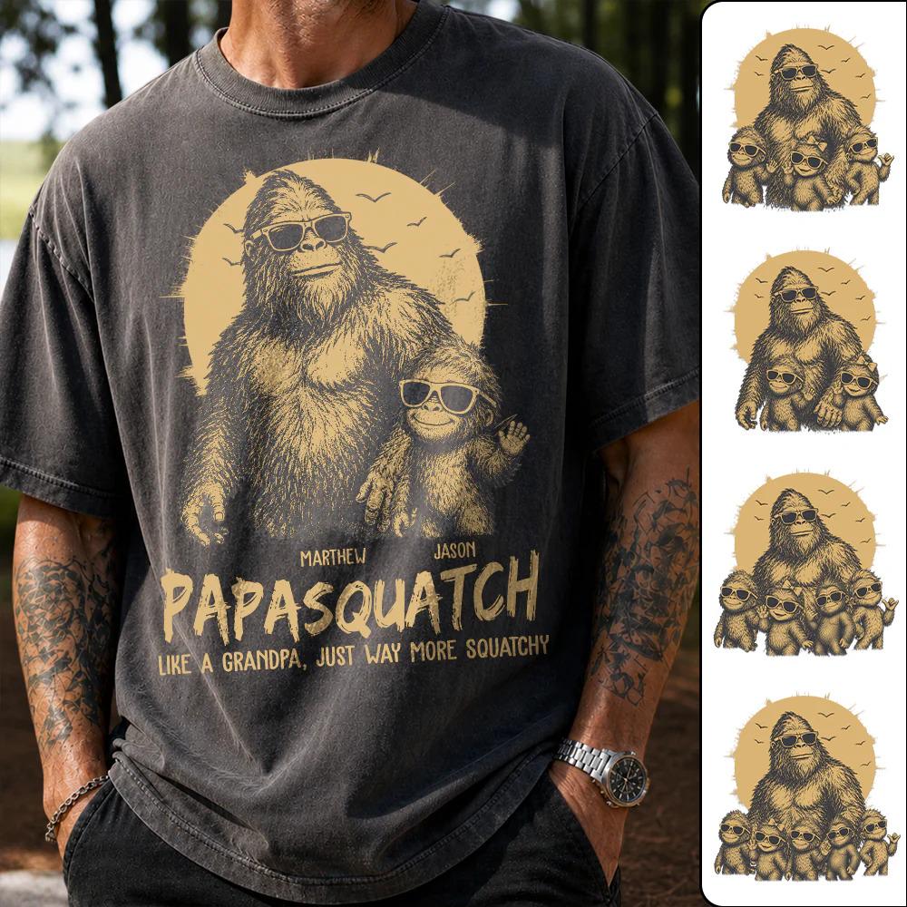 Personalized Papasquatch Like Grandpa Way More Squatchy Father Day Dad Papa Daddy Bigfoot Tee (1)
