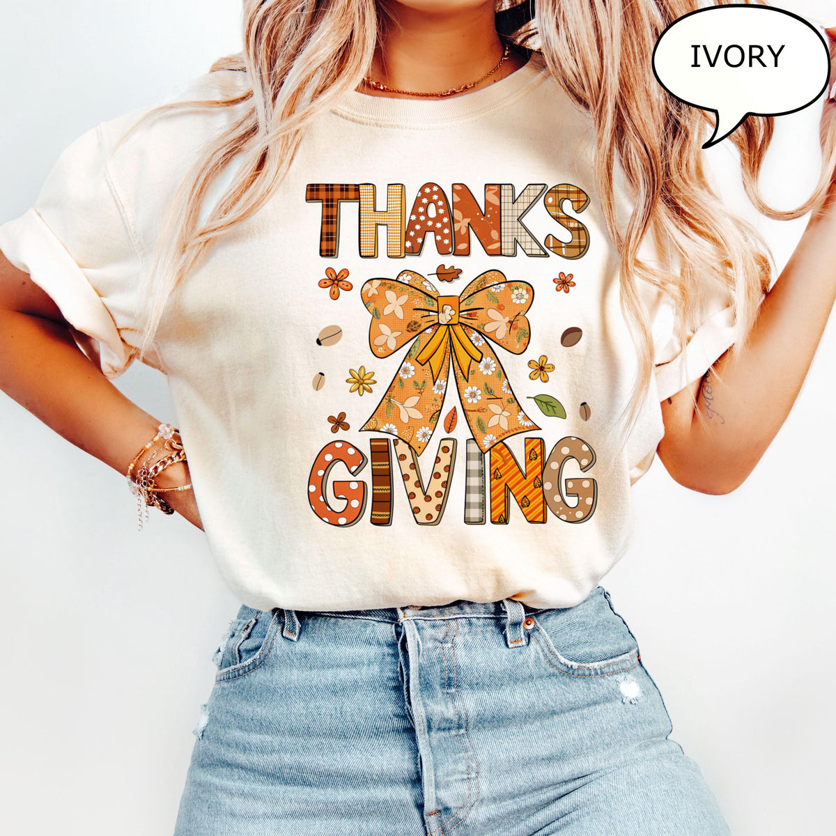 Comfort Colors Coquette Bow Thanksgiving Autumn Fall Thanksgiving Thankful Thanksgiving (2)