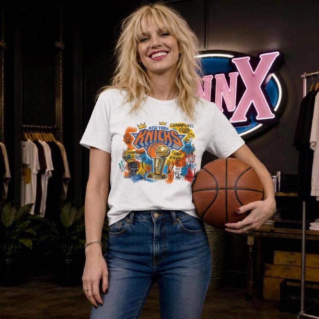 York Knicks Champions 2026 Basquiat Street Art Influence Tee (2)