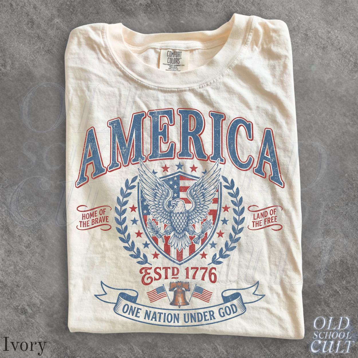Vintage America Patriotic Eagle Usa Independence Day Tee Fourth July Nation Under God Retro Usa (2)