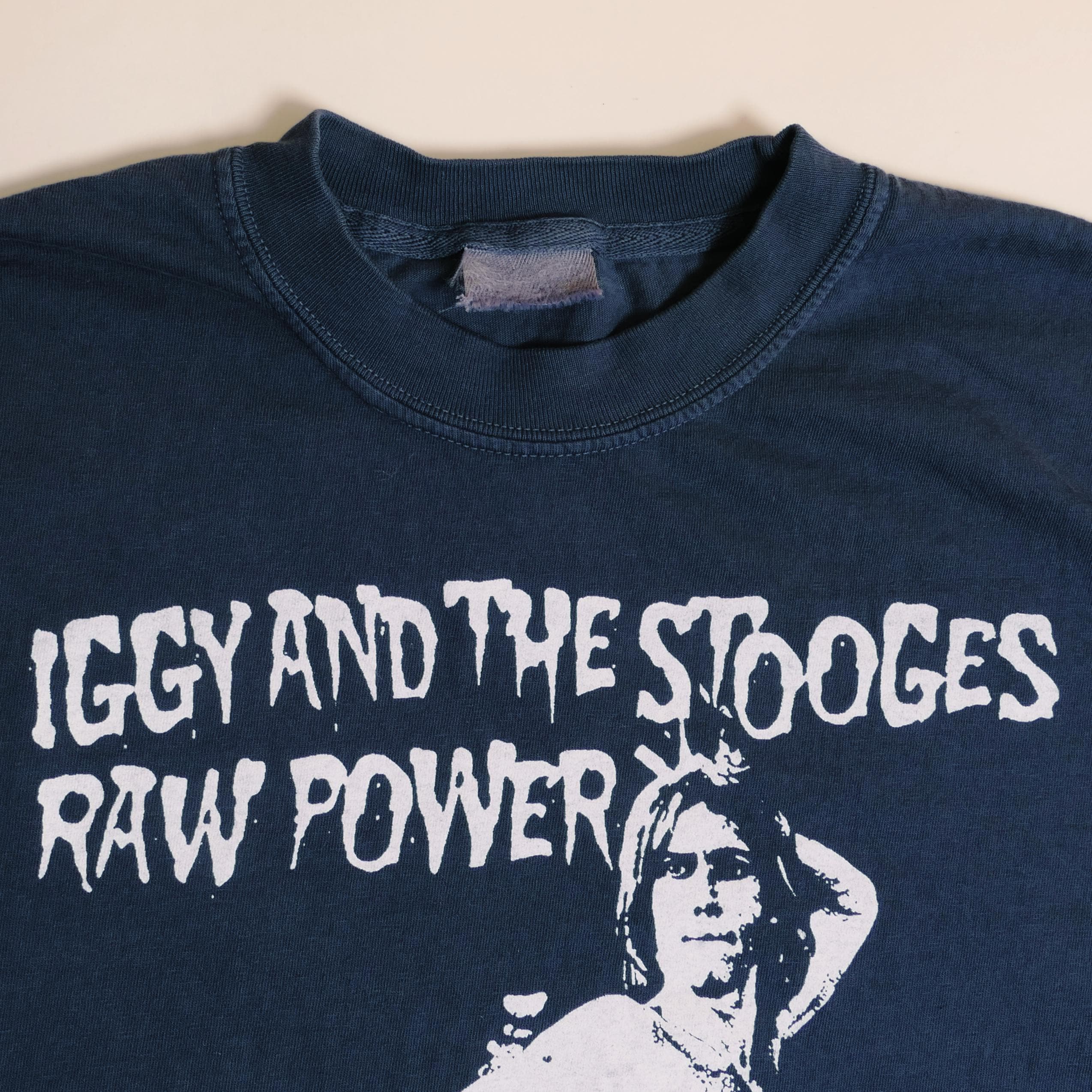 Iggy Pop Stooges Tee Raw Power Punk Band Proto Garage Psychedelic Post Punk Alternative Rock Indie Boxy Fit Faded Navy Xl (2)