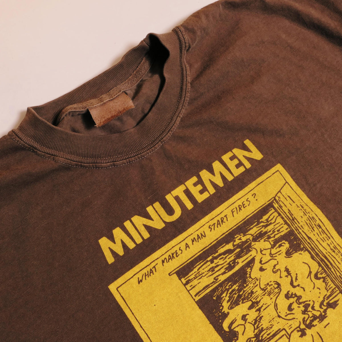 Minutemen Raymond Pettibon Tee Faded Brown Makes Man Start Fires Album Art Vintage American Punk Rock Band Sst Records Xl (2)
