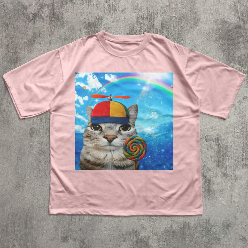 Happy Cat Dreamcore Cats Brainrot Meme Tee Silly Kitten Tee Cat Lover Weird Tees Gen Humor (2)