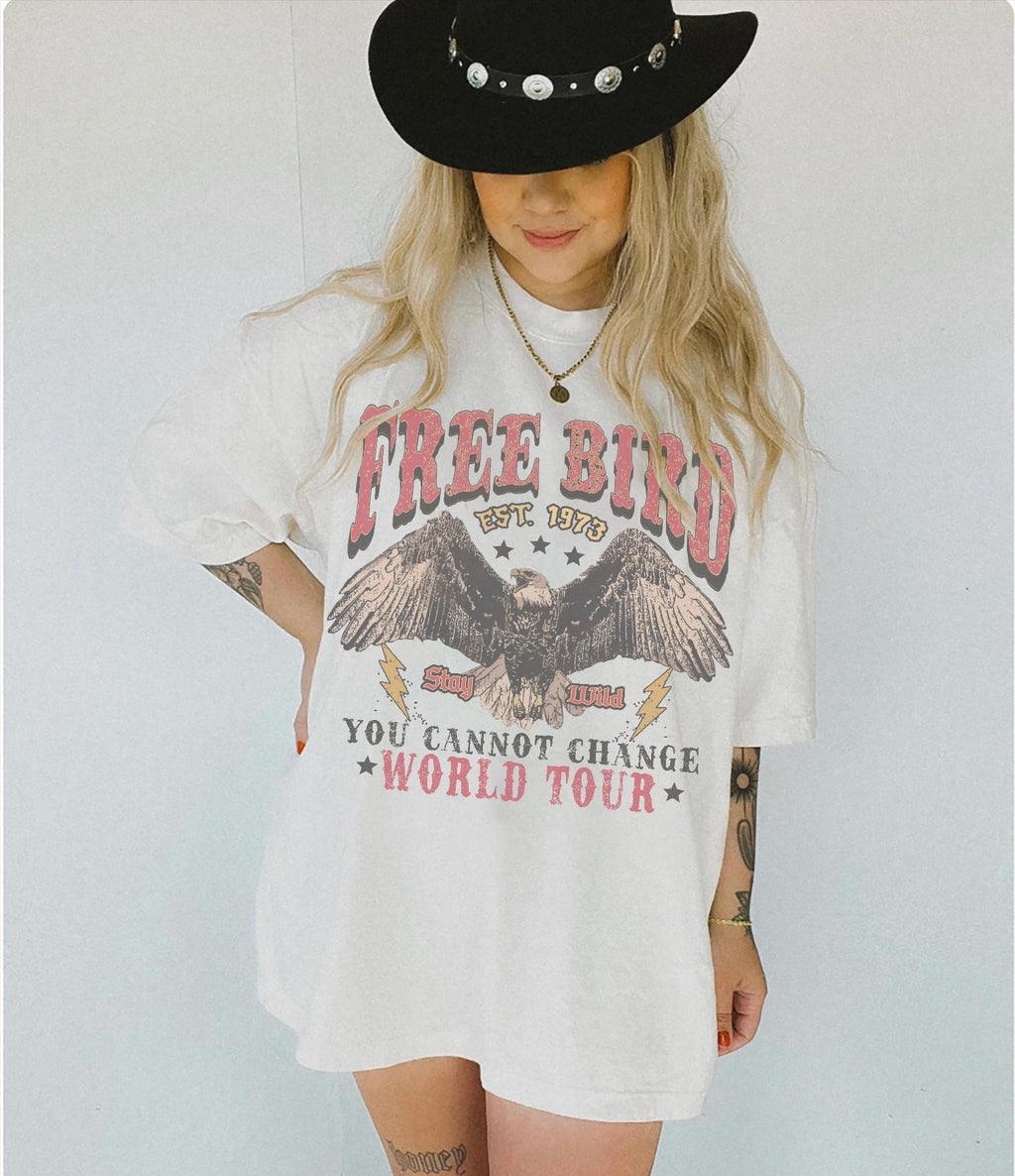 70s Rock Free Bird Comfort Colors Band Old School Band Retro Music Rock Band Tee (2)