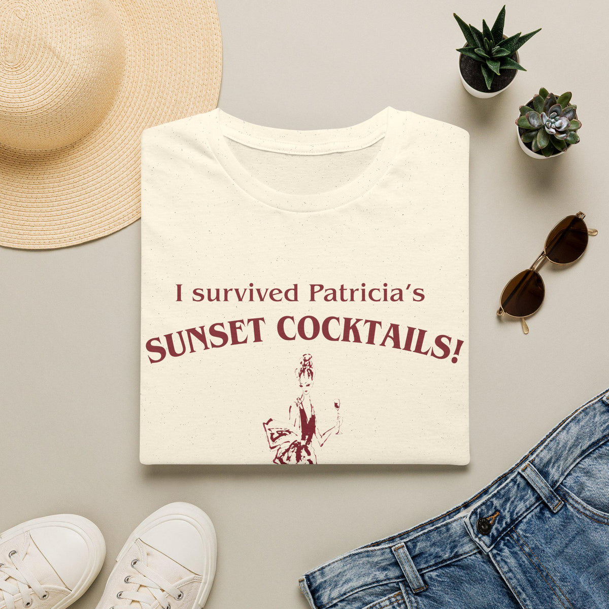 Widow'S Bay Survived Patricia'S Sunset Cocktails Pop Culture Retro Sarcastic Tee Mystery (2)