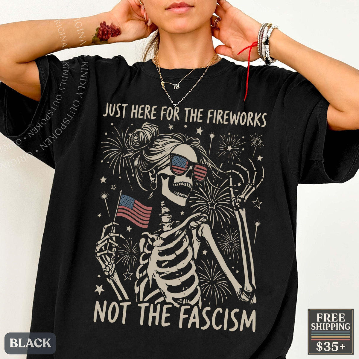 Anti Fascist July 4th Feminist Patriotic Comfort Colors Tee Liberal Fourth July Gothic America Protest Tee (2)