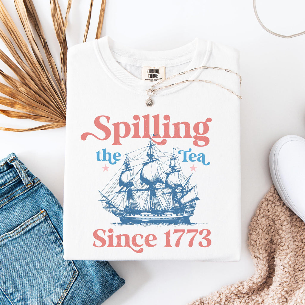 Comfort Colors Spilling Tea Since 1773 Spilling Tea Usa Patriotic Tee 4th July Party Usa Celebration (2)