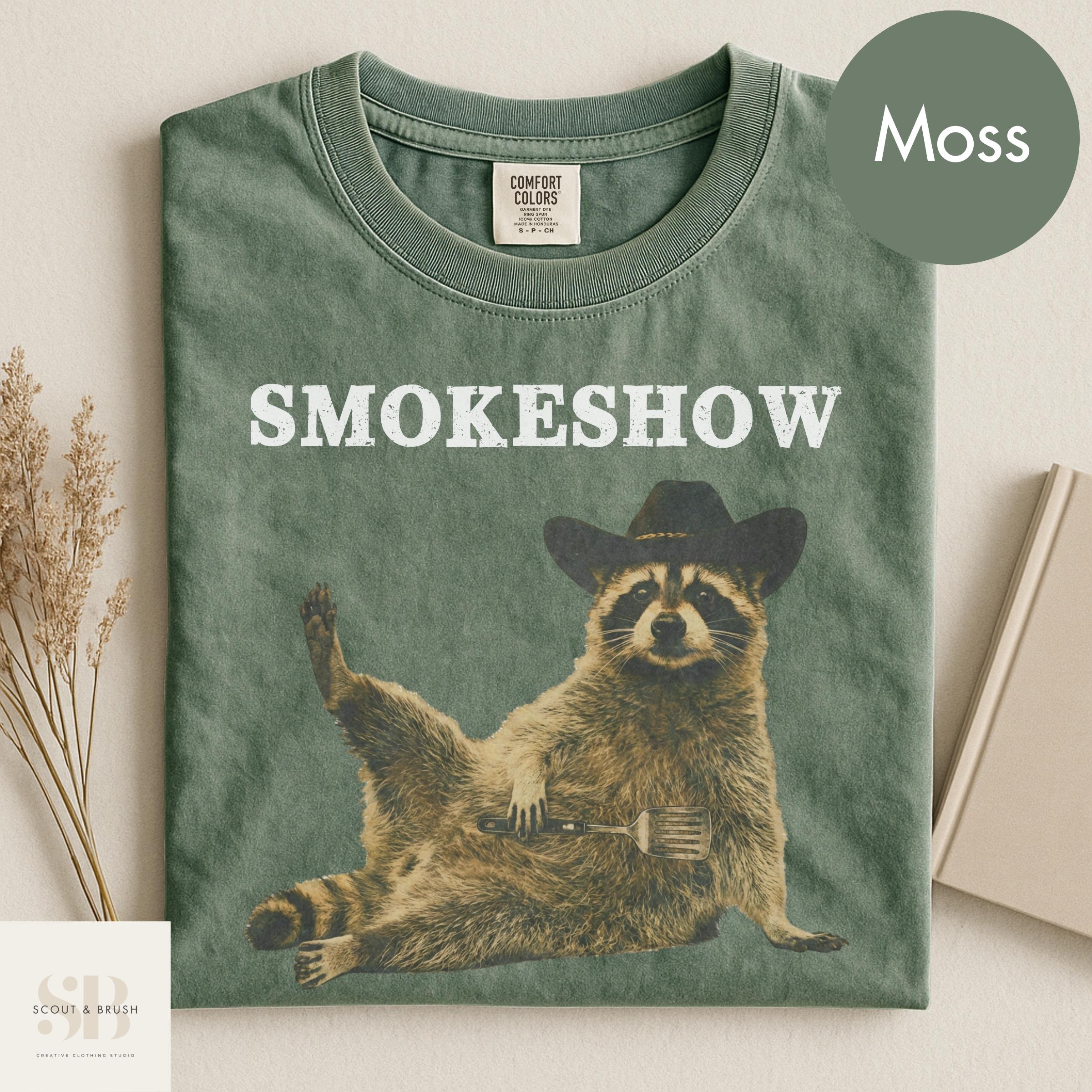 Comfort Colors Cowboy Raccoon Animal Meme Bbq Grill Raccoon Tee Silly Novelty (2)