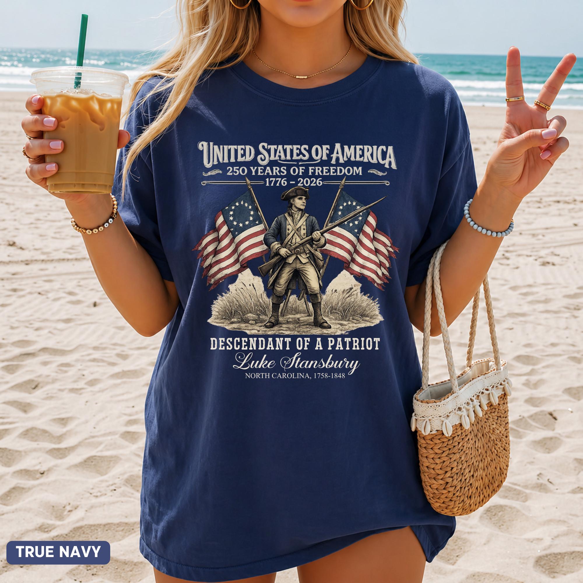 Custom Descendant Patriot Comfort Colors 250th Anniversary United States Tee 1776 2026 Historic American Heritage (2)