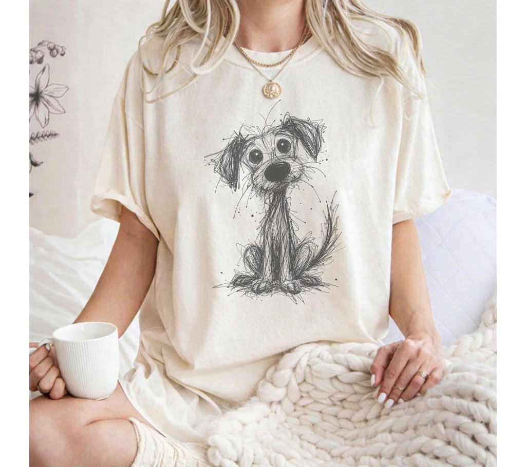 Comfort Colors Puppy Doodle Scribble Dog Sketch Tee Line Art Dog Dog Lover (2)