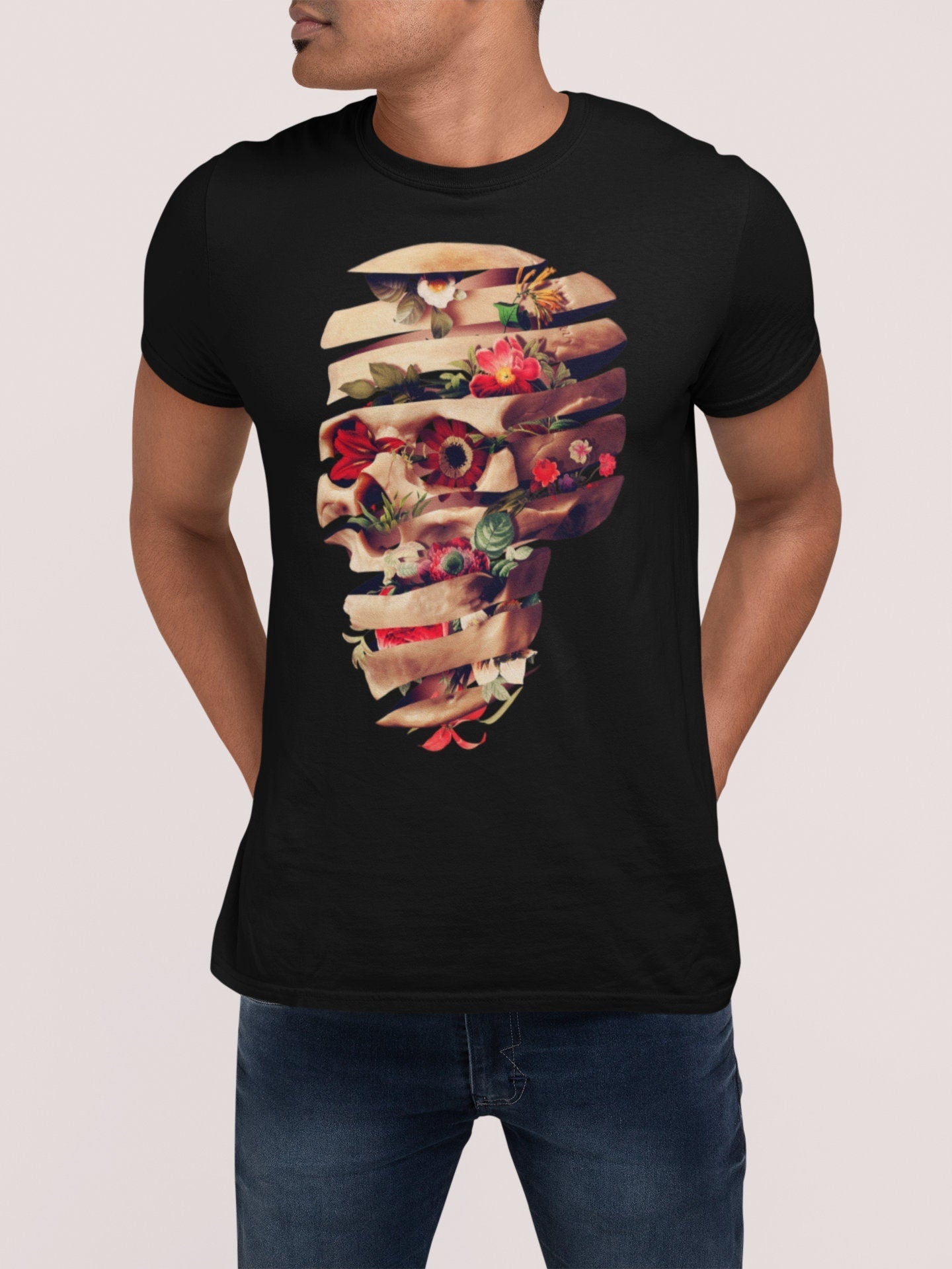 Flower Skull Gothic Sugar Skull Art Unisex T-shirt, Sweatshirt, Hoodie (2)
