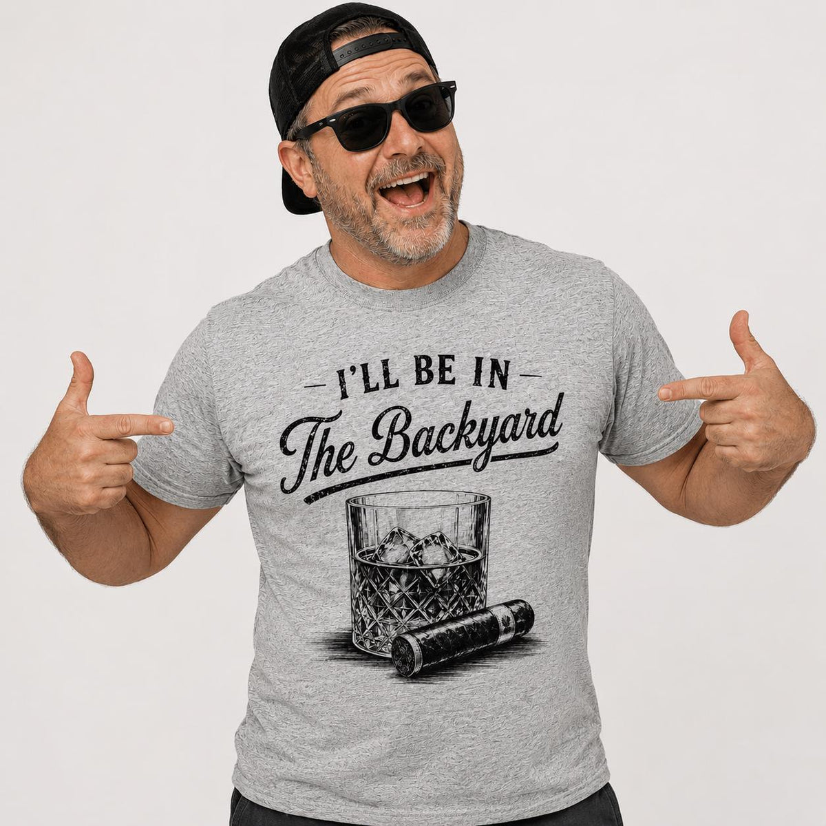 Whiskey Cigar I'Ll Backyard Tee Bbq Grilling Bourbon Lover Fathers Day Dad Husband (2)