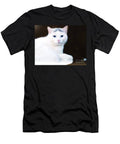 Sapphire Stare A White Cat's Elegance In The Midnight Hues T-Shirt