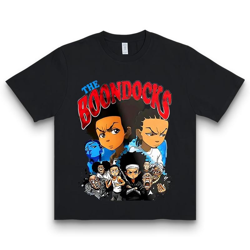 [100% Cotton] 1Pc The Boondocks Animated Characters Print T-Shirt For Men, Women, And Couples - Ultra-Soft, Breathable...
