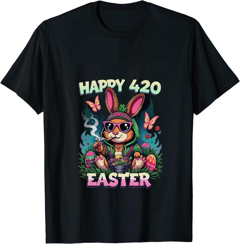 [100% Cotton] Courtly Happy 4 - 20 Easter T - Shirt With Bunny And Egg Decor Hoodie Sweatshirt | HappyPodTees.com
