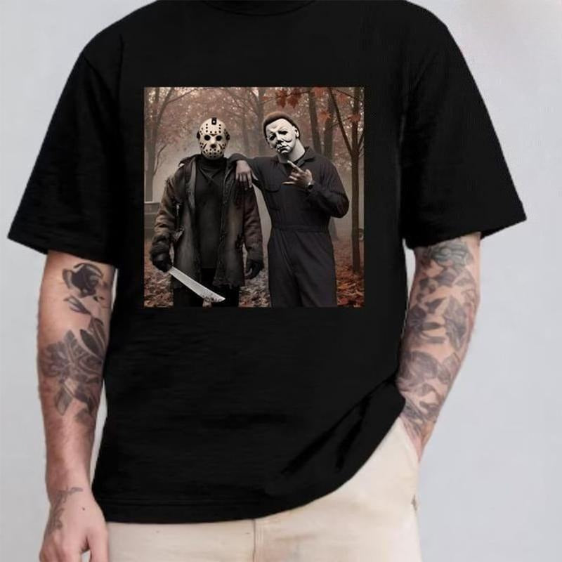 [100% Cotton] Graphic Printed T-Shirt Gift For Everyone Shirt, Friday The 13Th, Jason And Michael Shirt, Horror...