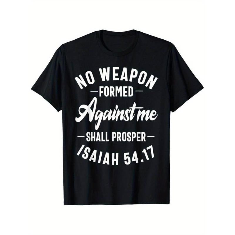 [100% Cotton] Men'S 100% Cotton Christian Faith T-Shirt - "No Weapon Formed Against Me Shall Prosper" Isaiah 54:17 Print,...
