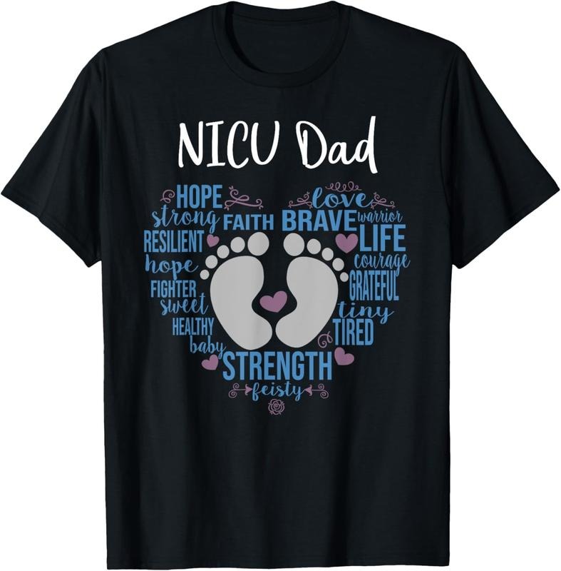[100% Cotton]"NICU Dad" Preemie or NICU Daddy Boy Girl - Blue T-Shirt Hoodie Sweatshirt | HappyPodTees.com