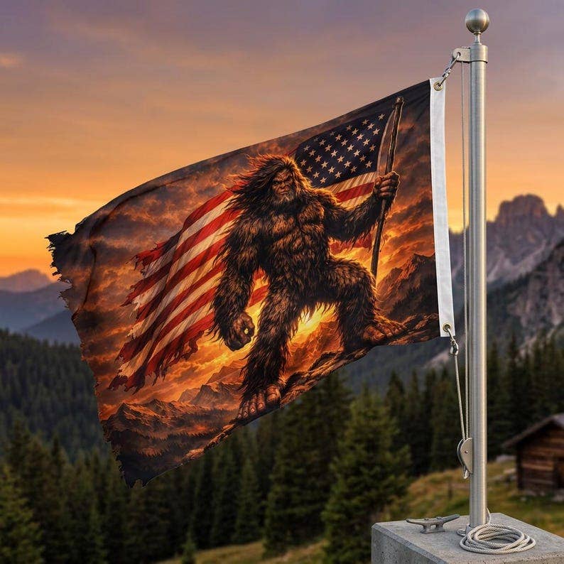 Bigfoot Patriotic American Flag 3x5 Polyester with Grommets