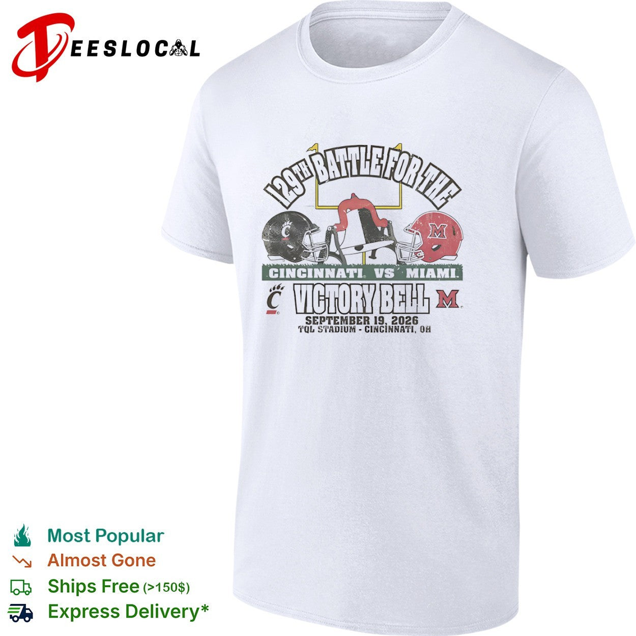 129th Battle for the Victory Bell Cincinnati vs Miami 2026 shirt