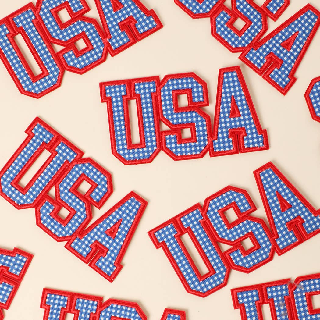 USA Varsity Letter Embroidered Heat Press Style Patch