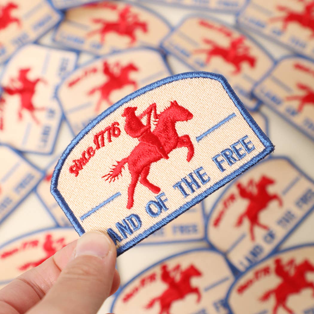 Land of the Free Horse Embroidered Heat Press Style Patch