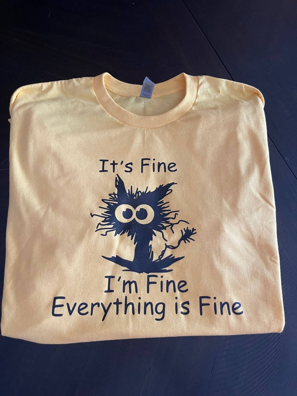 I'm Fine - Frazzled Cat T-Shirt (Yellow)
