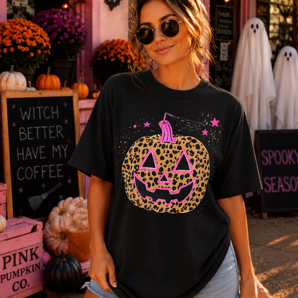 Leopard Pumpkin Halloween Shirt | Comfort Color