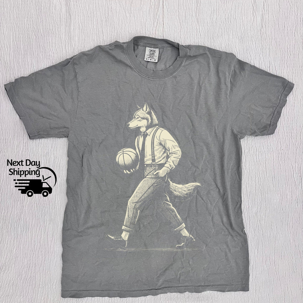 Retro Wolf Man Basketball 90s Basketball Lovers Vintage Vintage 90s Washed Distressed Basketballer (3)