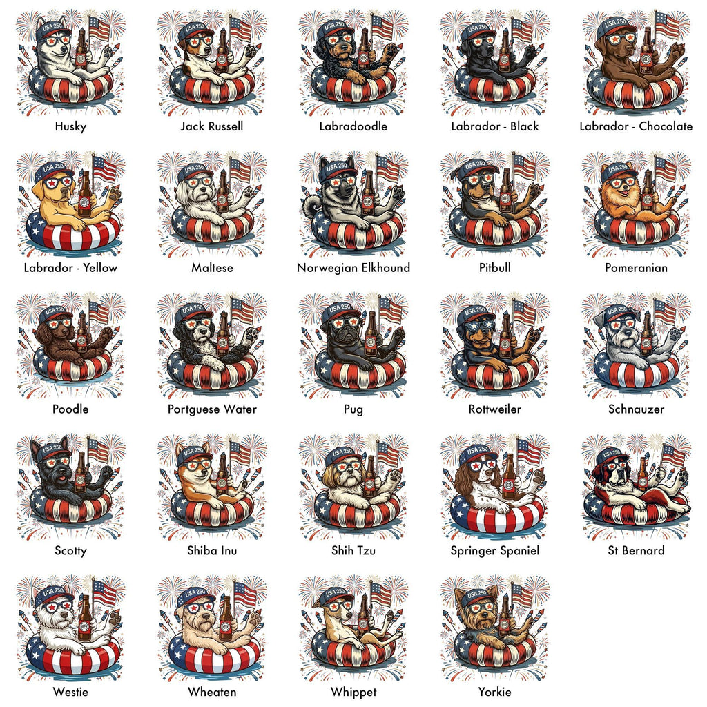 Patriotic Dogs 4th July Dog Comfort Colors 50 Dog Breeds Custom Available Usa Flag Fireworks America 250 (3)