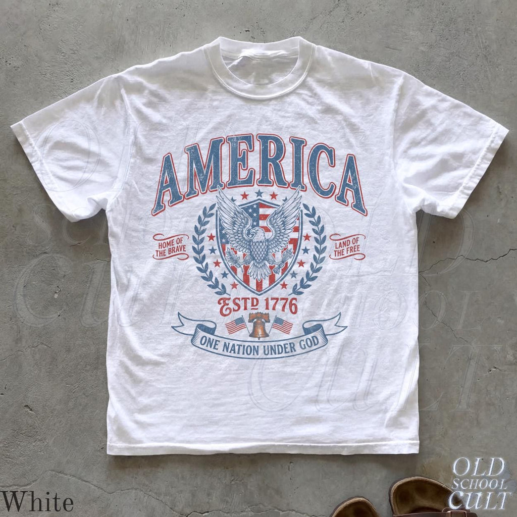 Vintage America Patriotic Eagle Usa Independence Day Tee Fourth July Nation Under God Retro Usa (3)