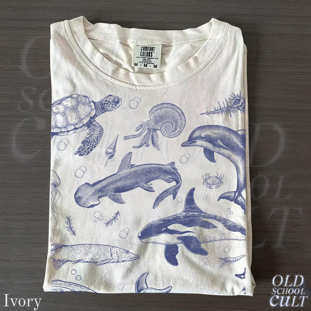 Sea Animal 90s Retro Ocean Nature Sealife Ocean Whale Orca Turtle Dolphin Shit Tee Ocean (3)