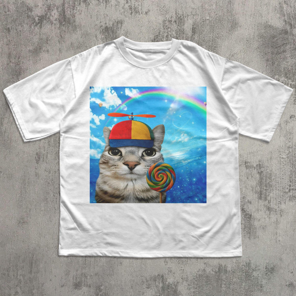 Happy Cat Dreamcore Cats Brainrot Meme Tee Silly Kitten Tee Cat Lover Weird Tees Gen Humor (3)
